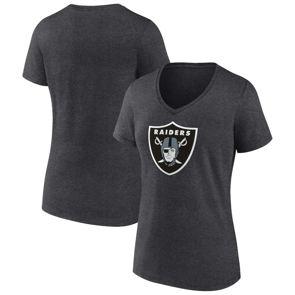 Las Vegas Raiders Women's Primary Team Logo V-Neck T-Shirt - Charcoal sale