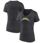Los Angeles Chargers Women's Primary Team Logo V-Neck T-Shirt - Charcoal for sale