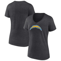Los Angeles Chargers Women's Primary Team Logo V-Neck T-Shirt - Charcoal for sale