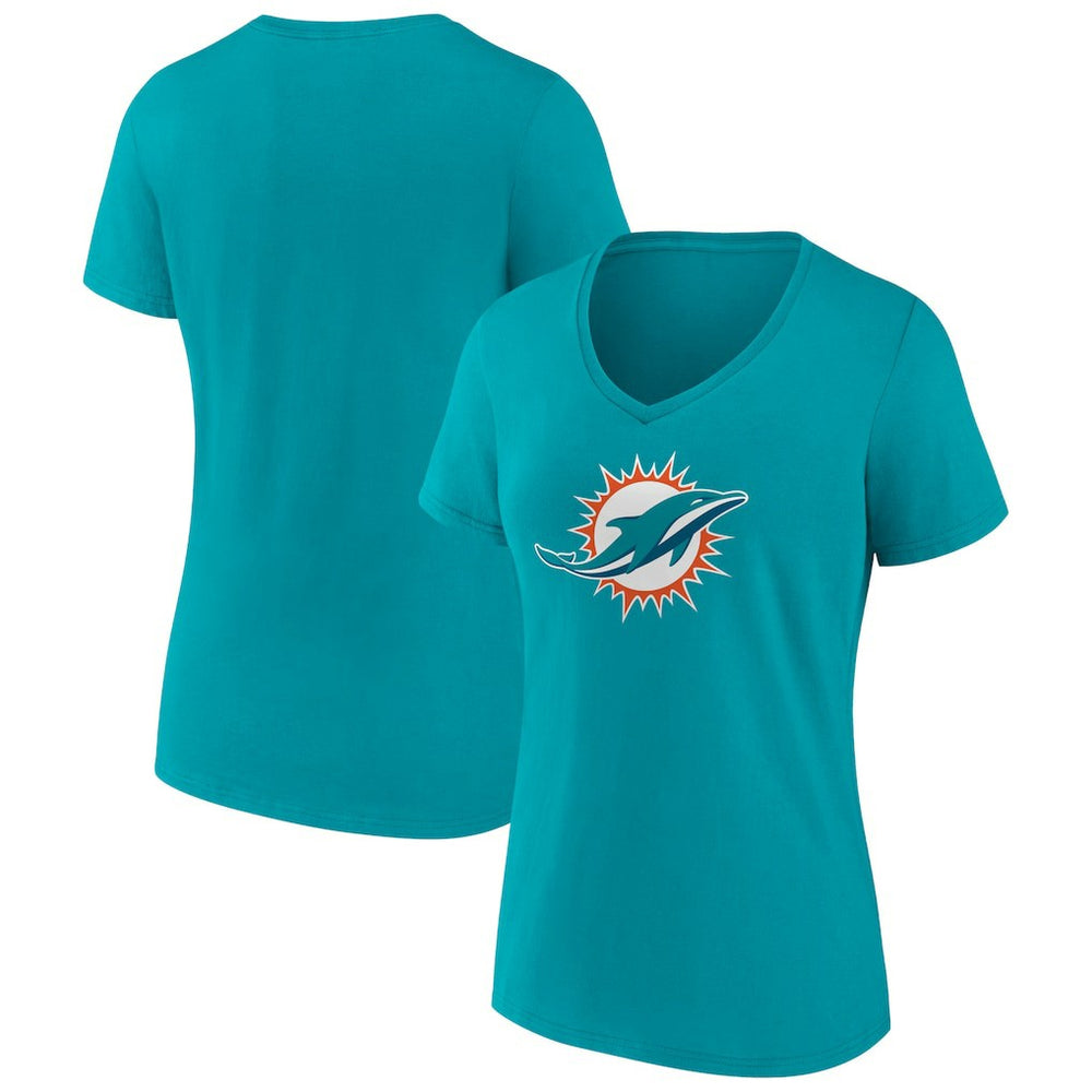 Miami Dolphins Women's Primary Team Logo V-Neck T-Shirt - Aqua discount