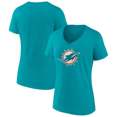 Miami Dolphins Women's Primary Team Logo V-Neck T-Shirt - Aqua discount