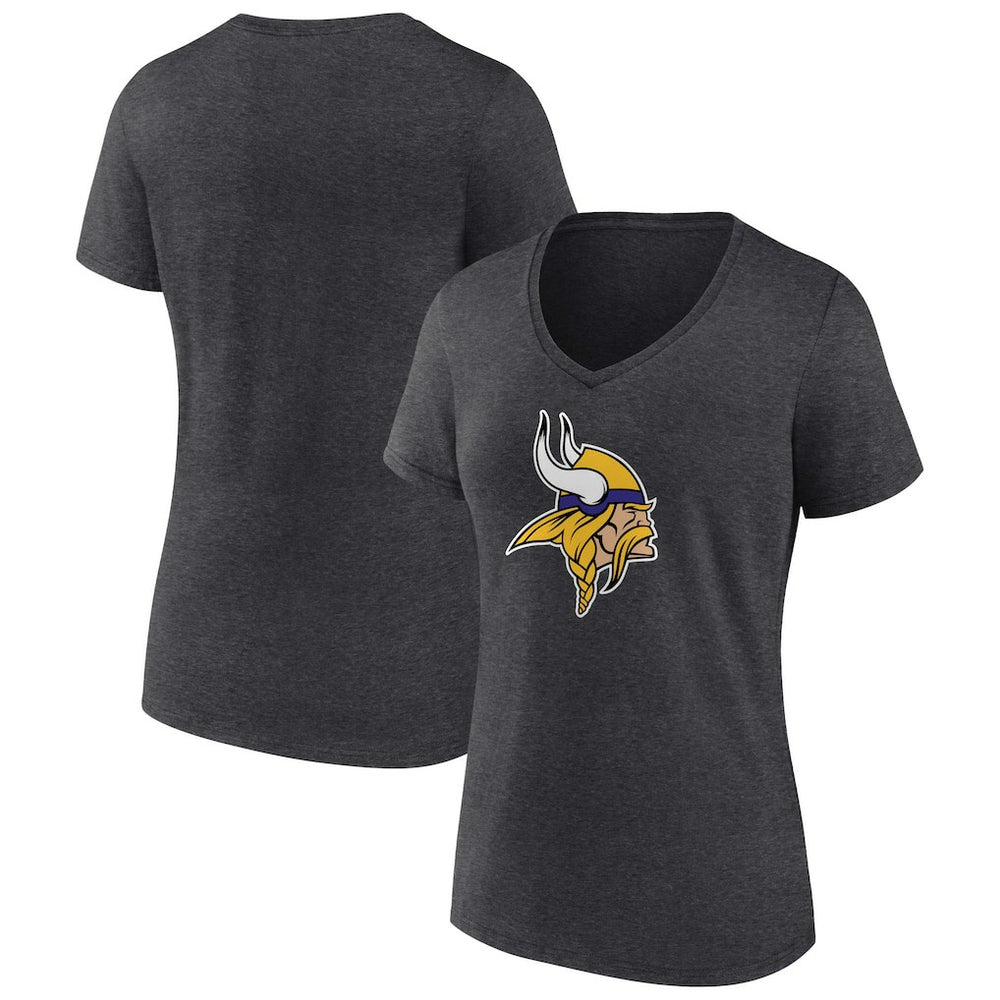 Minnesota Vikings Women's Primary Team Logo V-Neck T-Shirt - Charcoal on sale