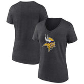 Minnesota Vikings Women's Primary Team Logo V-Neck T-Shirt - Charcoal on sale