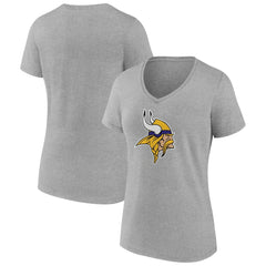 Minnesota Vikings Women's Primary Team Logo V-Neck T-Shirt - Heather Gray sale