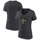 New Orleans Saints Women's Primary Team Logo V-Neck T-Shirt - Charcoal online