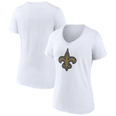 New Orleans Saints Women's Primary Team Logo V-Neck T-Shirt - White sale