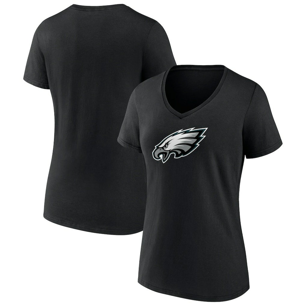 Philadelphia Eagles Women's Primary Team Logo V-Neck T-Shirt - Black on sale
