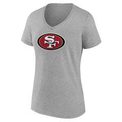 San Francisco 49ers Women's Primary Team Logo V-Neck T-Shirt - Heather Gray for sale