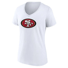 San Francisco 49ers Women's Primary Team Logo V-Neck T-Shirt - White cheap