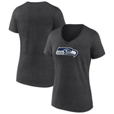 Seattle Seahawks Women's Primary Team Logo V-Neck T-Shirt - Charcoal sale