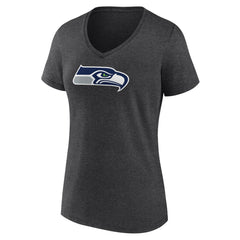 Seattle Seahawks Women's Primary Team Logo V-Neck T-Shirt - Charcoal sale
