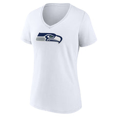 Seattle Seahawks Women's Primary Team Logo V-Neck T-Shirt - White outlet