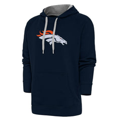 Denver Broncos Antigua Victory Chenille Pullover Hoodie - Navy cheap