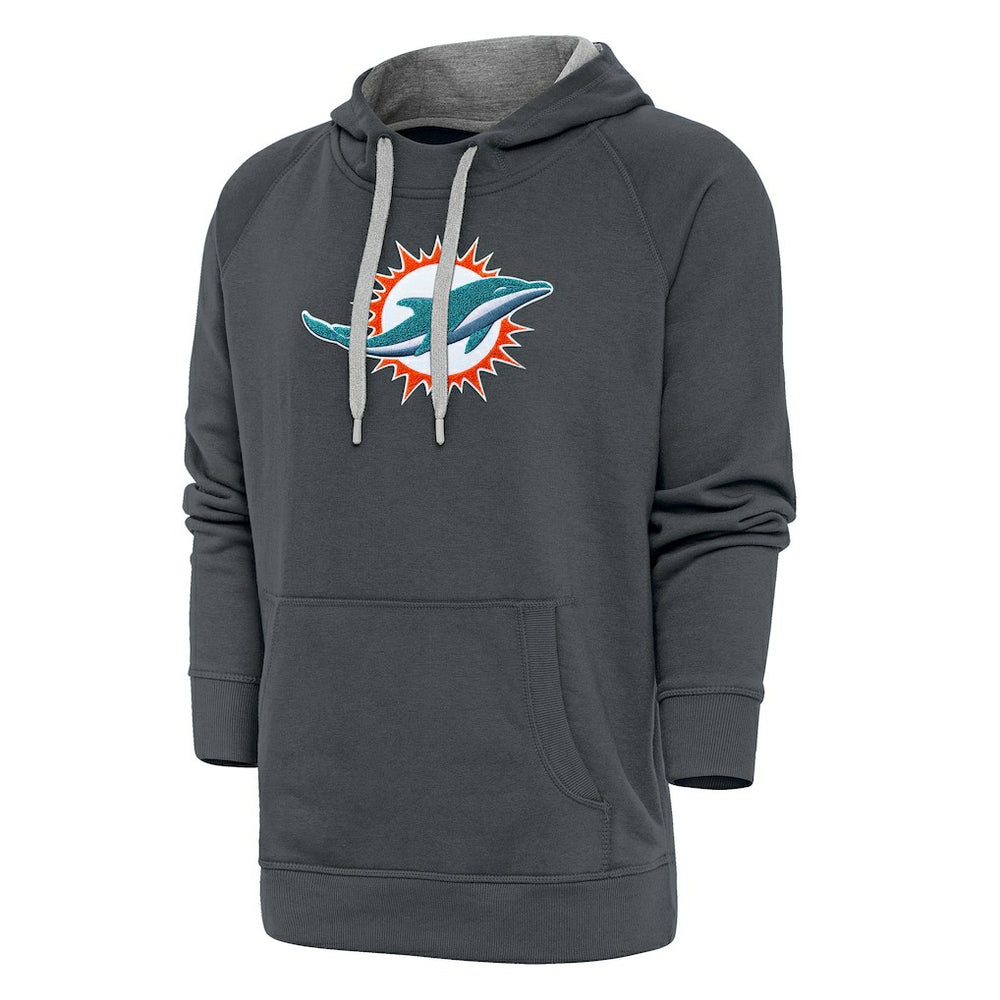 Miami Dolphins Antigua Victory Chenille Pullover Hoodie - Charcoal discount