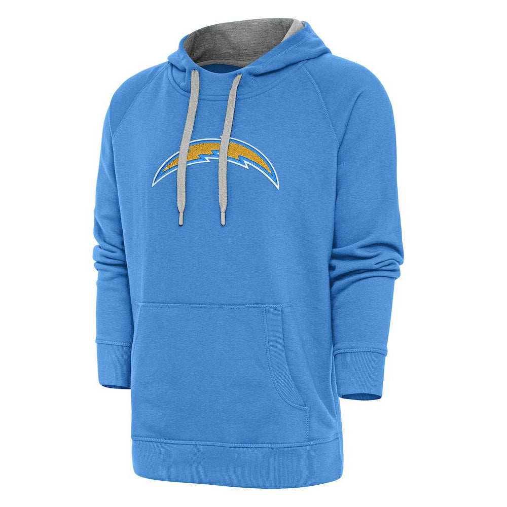 Los Angeles Chargers Antigua Victory Chenille Pullover Hoodie - Powder Blue discount