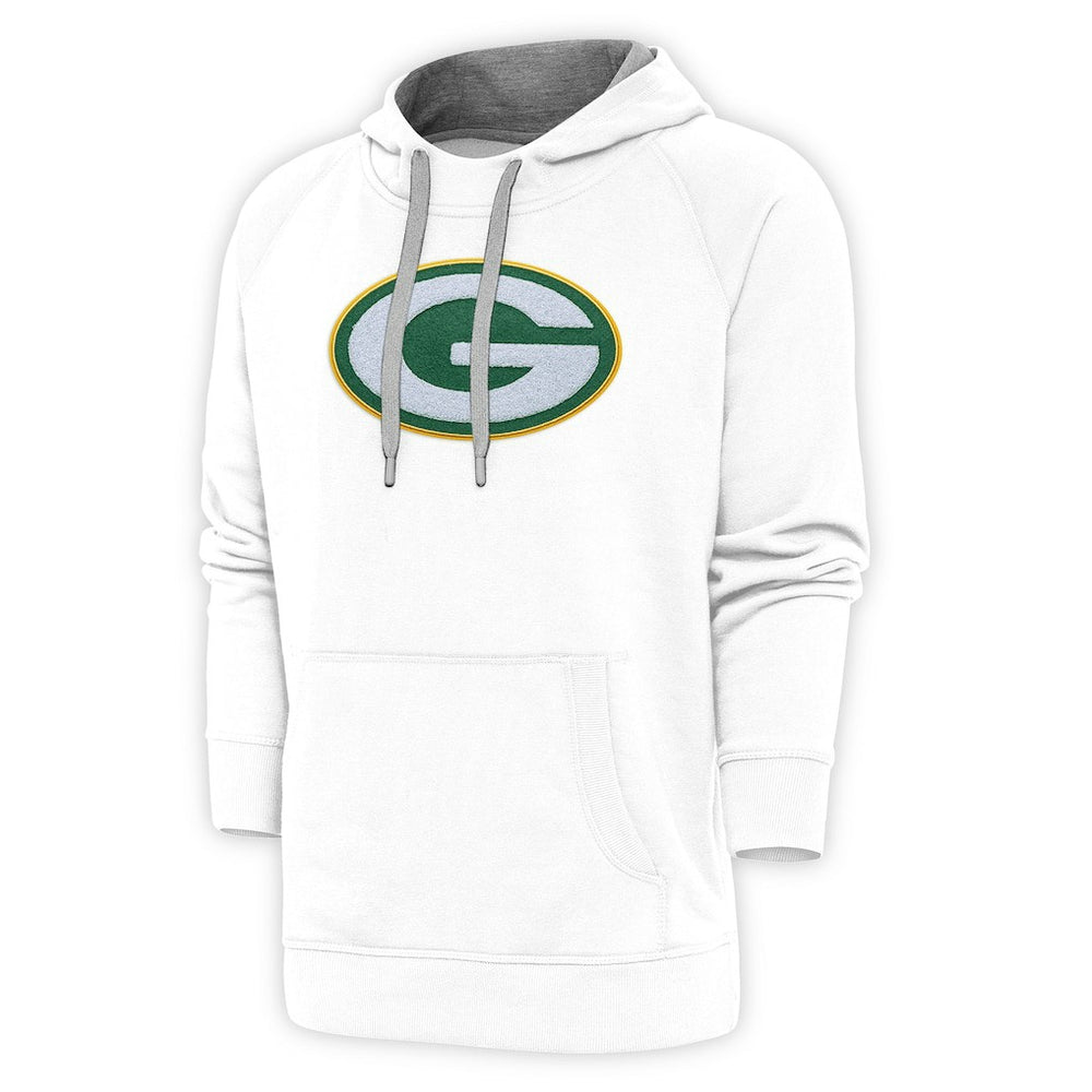 Green Bay Packers Antigua Victory Chenille Pullover Hoodie - White for sale
