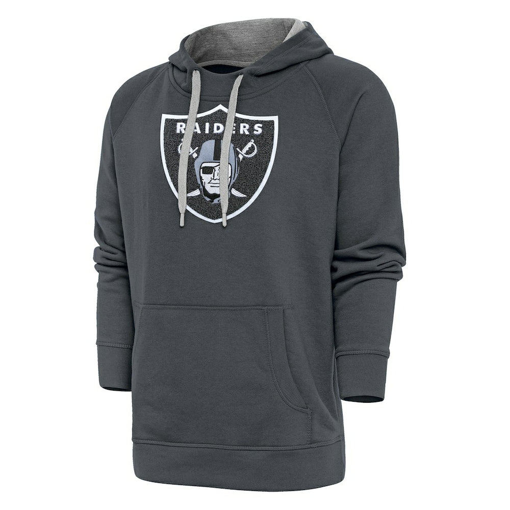 Las Vegas Raiders Antigua Victory Chenille Pullover Hoodie - Charcoal outlet