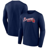 Atlanta Braves Wordmark Long Sleeve T-Shirt - Navy