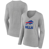 Buffalo Bills Women's Logo Team Lockup Long Sleeve V-Neck T-Shirt - Heather Gray online