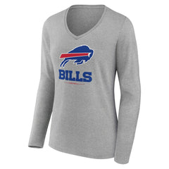 Buffalo Bills Women's Logo Team Lockup Long Sleeve V-Neck T-Shirt - Heather Gray online