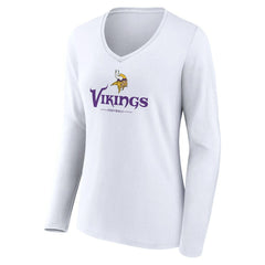Minnesota Vikings Women's Logo Team Lockup Long Sleeve V-Neck T-Shirt - White sale