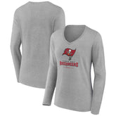 Tampa Bay Buccaneers Women's Logo Team Lockup Long Sleeve V-Neck T-Shirt - Heather Gray outlet
