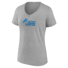 Detroit Lions Women's Logo Team Lockup V-Neck T-Shirt - Gray on sale