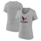 Houston Texans Women's Logo Team Lockup V-Neck T-Shirt - Gray for sale