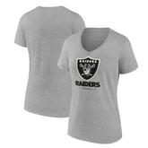 Las Vegas Raiders Women's Logo Team Lockup V-Neck T-Shirt - Gray discount