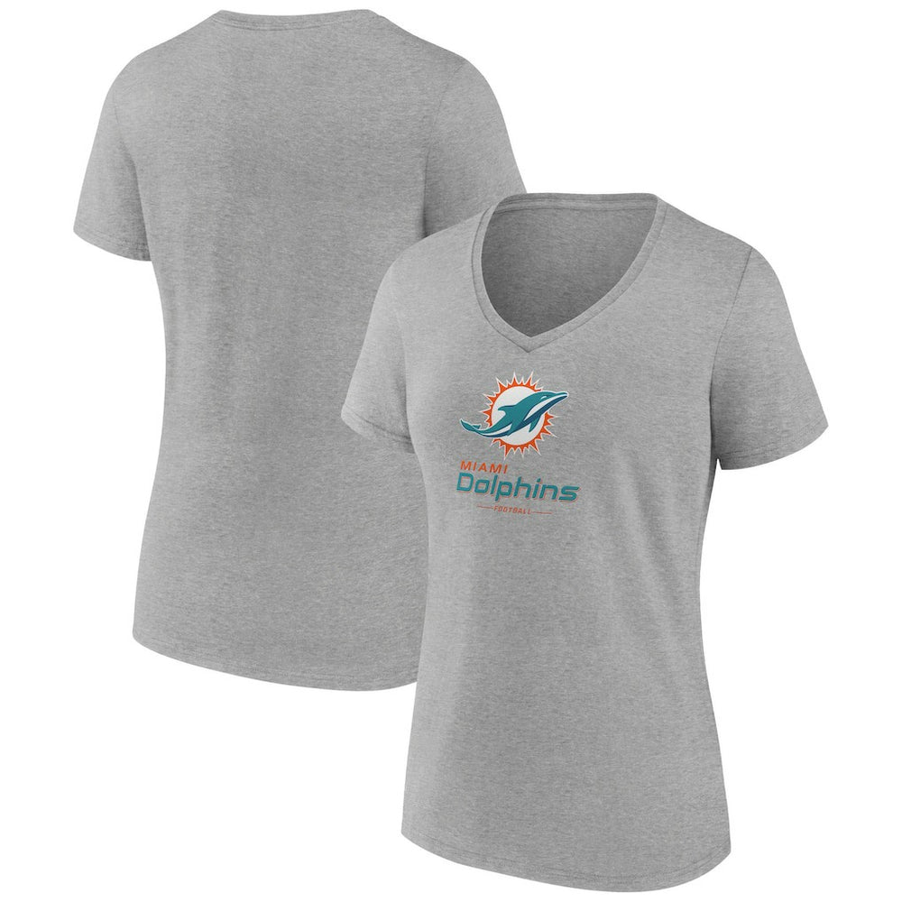Miami Dolphins Women's Logo Team Lockup V-Neck T-Shirt - Gray online