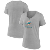 Miami Dolphins Women's Logo Team Lockup V-Neck T-Shirt - Gray online