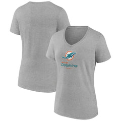 Miami Dolphins Women's Logo Team Lockup V-Neck T-Shirt - Gray online