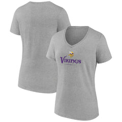 Minnesota Vikings Women's Logo Team Lockup V-Neck T-Shirt - Gray for sale