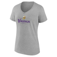 Minnesota Vikings Women's Logo Team Lockup V-Neck T-Shirt - Gray for sale