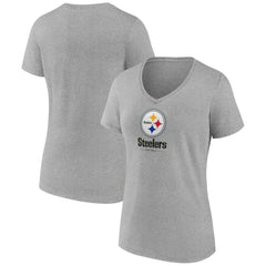 Pittsburgh Steelers Women's Logo Team Lockup V-Neck T-Shirt - Gray online