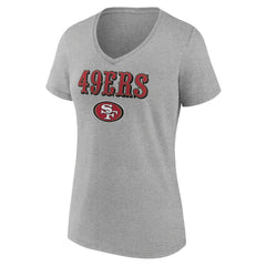 San Francisco 49ers Women's Logo Team Lockup V-Neck T-Shirt - Gray outlet
