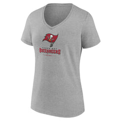 Tampa Bay Buccaneers Women's Logo Team Lockup V-Neck T-Shirt - Gray for sale