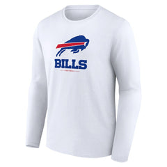 Buffalo Bills Logo Team Lockup Long Sleeve T-Shirt - White on sale