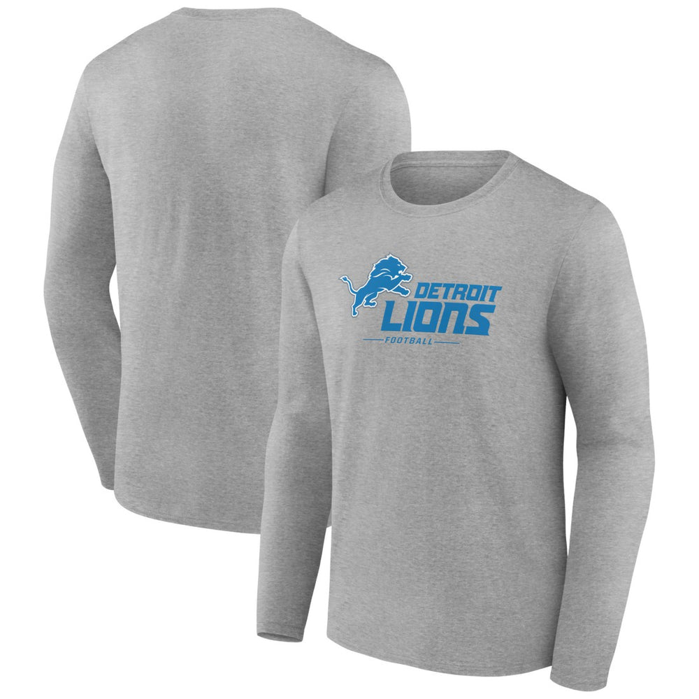 Detroit Lions Logo Team Lockup Long Sleeve T-Shirt - Gray for sale