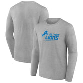 Detroit Lions Logo Team Lockup Long Sleeve T-Shirt - Gray for sale