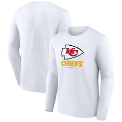 Kansas City Chiefs Logo Team Lockup Long Sleeve T-Shirt - White for sale