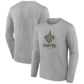New Orleans Saints Logo Team Lockup Long Sleeve T-Shirt - Gray on sale