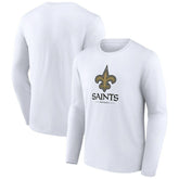 New Orleans Saints Logo Team Lockup Long Sleeve T-Shirt - White on sale