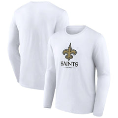 New Orleans Saints Logo Team Lockup Long Sleeve T-Shirt - White on sale