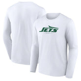 New York Jets Logo Team Lockup Long Sleeve T-Shirt - White discount