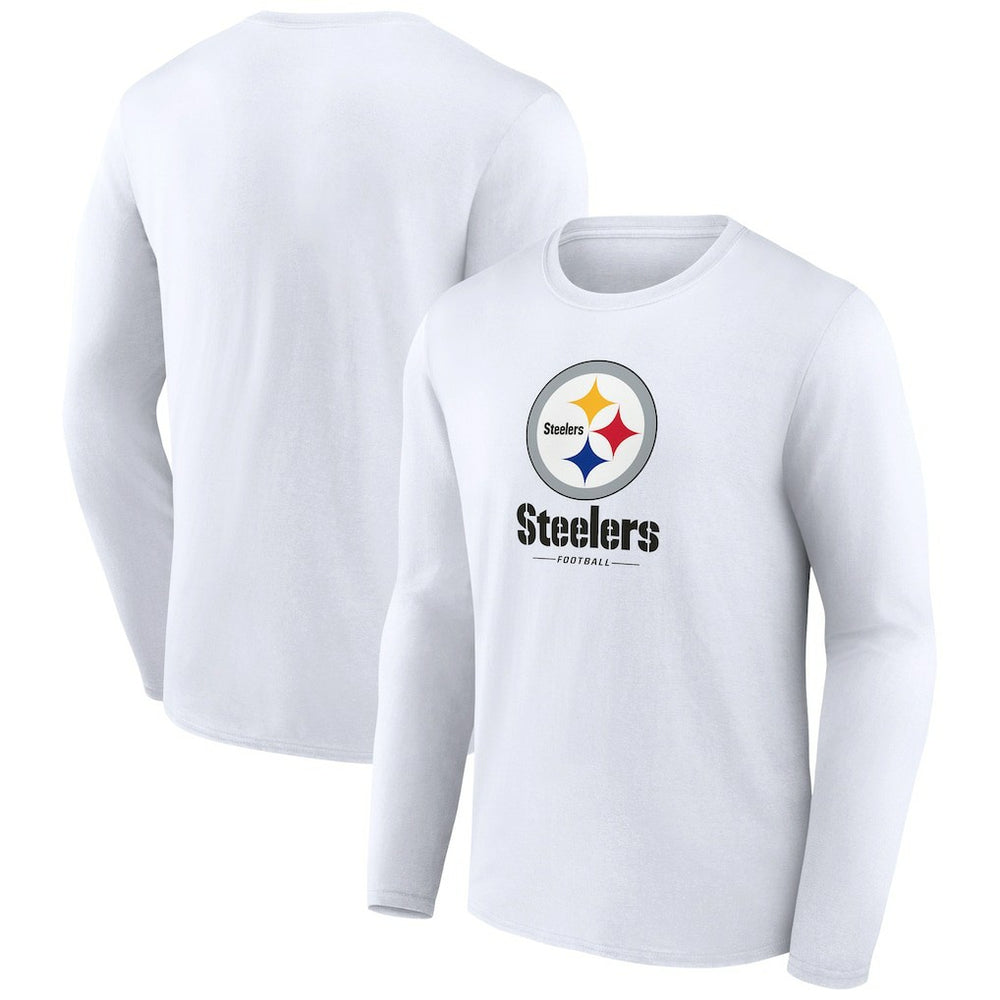 Pittsburgh Steelers Logo Team Lockup Long Sleeve T-Shirt - White online