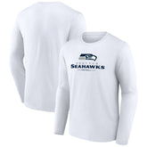 Seattle Seahawks Logo Team Lockup Long Sleeve T-Shirt - White sale
