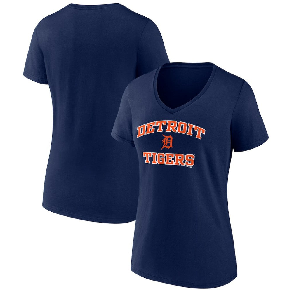 Detroit Tigers Women's Heart and Soul V-Neck T-Shirt - Navy