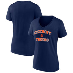 Detroit Tigers Women's Heart and Soul V-Neck T-Shirt - Navy