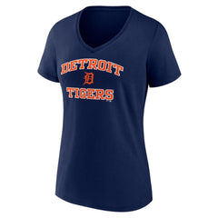 Detroit Tigers Women's Heart and Soul V-Neck T-Shirt - Navy